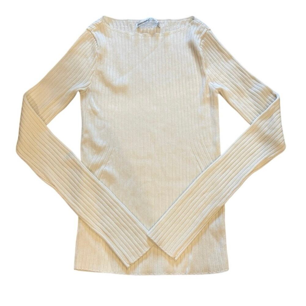 Abercrombie & Fitch Cream Ribbed Knit Top | XS